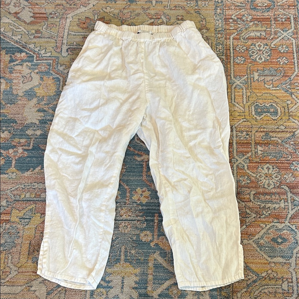 Gorgeous white 100% linen FLAX Pants size medium
